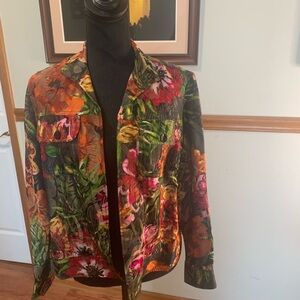 Chicos Jacket Size 1 Womens Multicolor Tropical Floral
Long Sleeve Blazer Jacket
